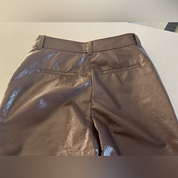 Ladies Aritzia Babaton brown faux leather crops - Picture 4 of 10